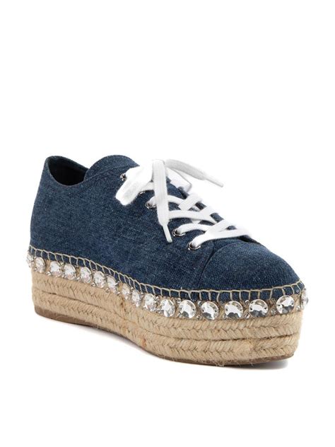 miu miu denim espadrilles|White/blue Denim Espadrilles .